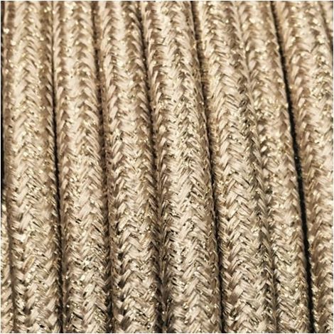 Fil Électrique Tissu Or Blond Brillant 2x0,75mm² - Câble Électrique Textile de Qualité