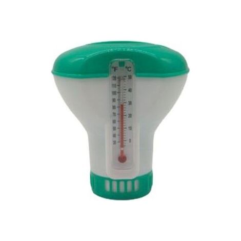 Doseur flottant pour piscine avec thermomètre intégré – Compatible avec pastilles de chlore de 20 g – Régulation automatique de la désinfection et suivi de la température de l’eau (1/4)