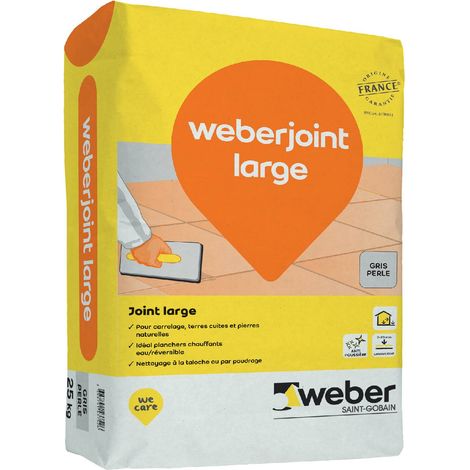 Weber Saint-Gobain Weberjoint large gris perle 25 kg pour carrelage sol planchers chauffants