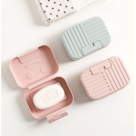 Lot de 2 porte-savon de voyage Boîte à savon Conteneur de savon Parfait pour cadeau, voyage (vert et rose) (1/5)