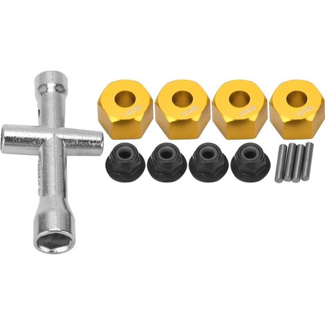 12mm adaptateur moyeu hex M4 écrous à bride M4 clé croisée pour voiture RC 1/10 or (1/5)