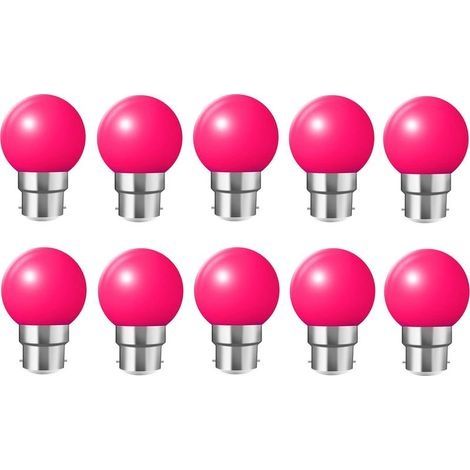 10X B22 Ampoule rose 1W Ampoule Couleur Économie d'énergie Couleur à LED 200LM Adapté aux Décoration AC 220V-240V rose (1/4)
