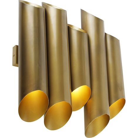 QAZQA Appliques whistle - Industriale - Acciaio - Oro/Ottone - Cilindro Max. 10 x Watt