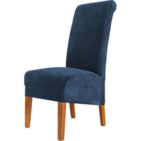 Juego de 2 fundas para sillas, funda de poliéster para silla con respaldo alto, elástica, lavable, extraíble, protector de silla, azul turquesa (1/5)