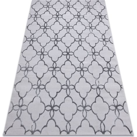 Modern MEFE Teppich  8504 Trellis, Gitter, Blumen - Strukturell zwei Ebenen aus Vlies dunkelgrau grey 80x150 cm