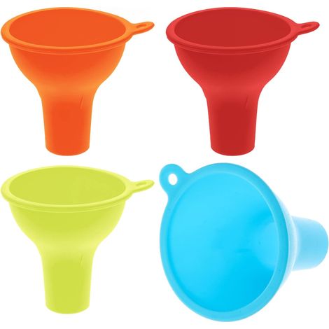 Set mit 4 bunten Silikontrichtern (6 cm) – vielseitig einsetzbar, zum Kochen, Füllen und für Hobbys (1/5)