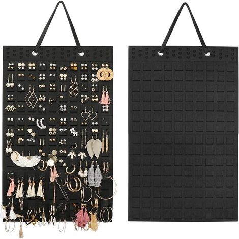Organisateur de Bijoux Suspendus,Rangement boucle d'oreille Boucles d’oreilles pliable support Présentoir à bijoux présentoir,pour boucles d'oreilles (noir) (1/5)