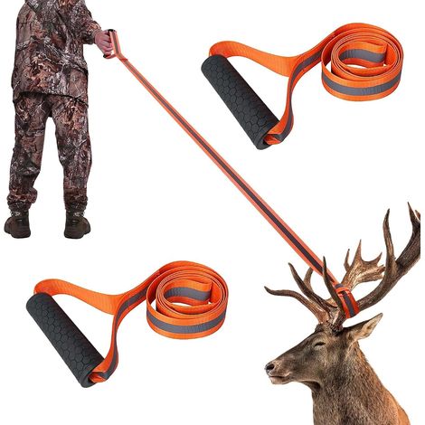 3-teiliges Wildschleppseil, Wildziehseil, reflektierendes Jagdseil, tragbarer Wildschleppgurt zum Packen und für Gepäck, zum einfachen Ziehen und Schleppen (1/5)