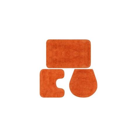 3-teiliges Badematten-Set. Oranger Stoff – Crezuo (1/4)