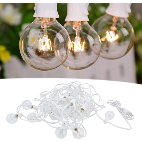 Guirlande lumineuse LED G40, 25 LED, 15 mètres de long, jusqu'à 5 guirlandes peuvent être connectées en série. Étanche pour l'extérieur, idéale pour les fêtes, jardins, cours, pelouses, clôtures, murs (1/5)