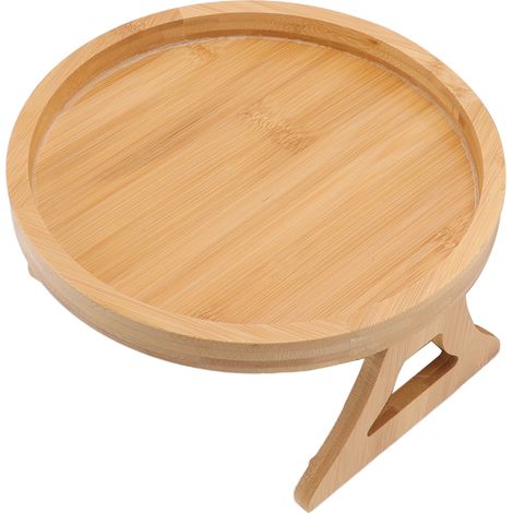 Plateau de canapé à clipser, aspect bois de bambou, pour accoudoir, idéal pour le café, le thé et les en-cas. (1/5)