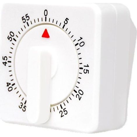 pair Horloge de cuisine mécanique de 60 minutes, minuteur visuel carré blanc avec alarme forte - Blanc