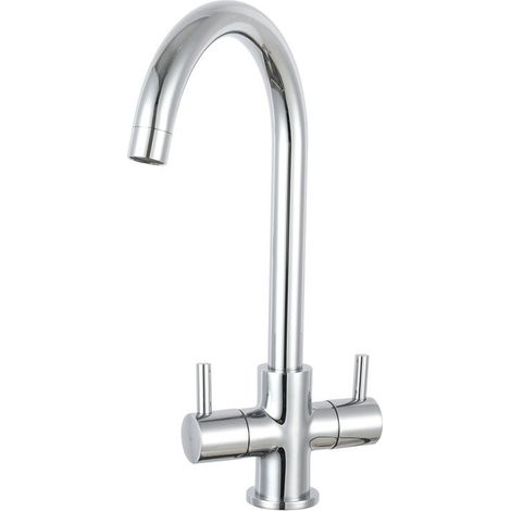 Prima Staten Swan Neck Dual Lever Kitchen Sink Mixer Tap - Chrome (1/2)