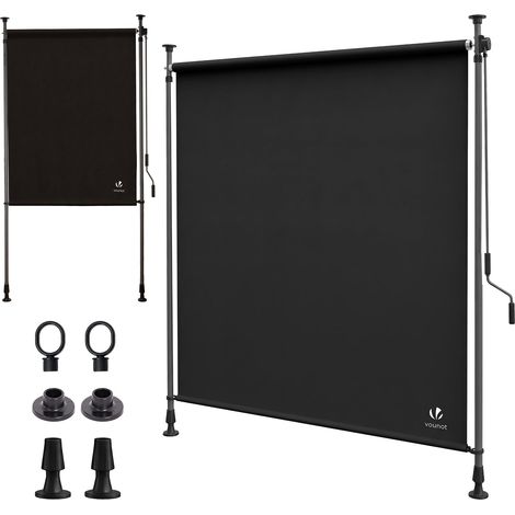 VOUNOT® Store vertical sans perçage 120x310cm extensible - Brise-vue extérieur pour balcon terrasse jardin - Polyester - Anthracite