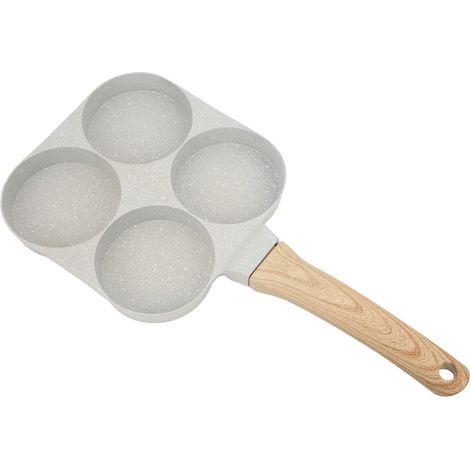 Poêle à œufs et hamburgers antiadhésive 4 trous, mini-poêle à omelette 4 tasses avec poignée pour plaque à induction universelle à fond plat (1/5)