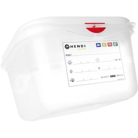 Contenitore per alimenti GN 1/6 con coperchio etichettabile, 1,1 l, 176x162x65 mm