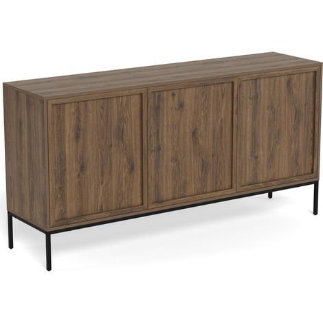 Aparador Norsica 1051, Roble oscuro, 80x158cm, Número de puertas: 040cm, MDF, Aglomerado laminado