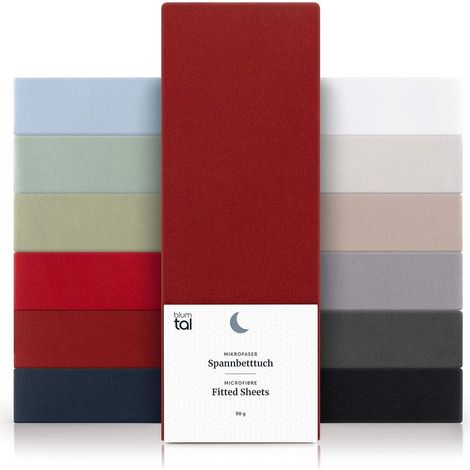 Lot de 1 Drap Housse 200x220 Bonnet 30 cm - Drap Housse 200 x 220 Microfibre De Haute Qualité - Doux, Résistant, Anti Plis - Certifié Oeko-Tex - Aurora Red - Rouge (1/5)