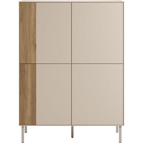 ELDIO - Commode 2 tiroirs en mélamine Beige (1/5)