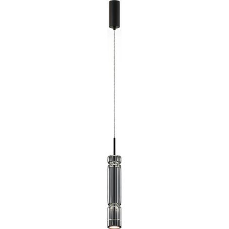 Suspension design LED – abat‑jour verre taillé gris 365 cm SOLANA (1/4)
