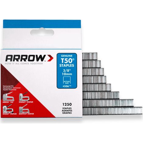 Agrafe T50 10mm boîte de 1250 - ARROW - 160810