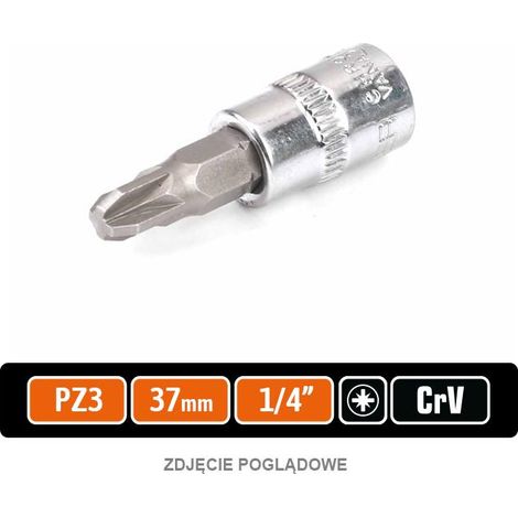Chiave a bussola da 1/4" con inserto PZ 37 mm/PZ3 / teger (1/2)