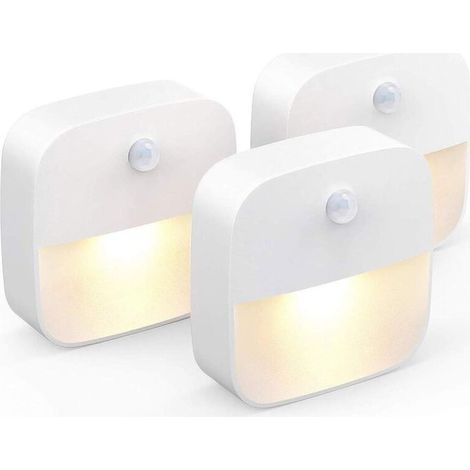 Veilleuse Led, Lampe de Nuit Murale avec Détecteur de Mouvement autocollante, Veilleuse Murale pour Salle de Bains, Chambre, Couloir, Blanc Chaud (1/4)
