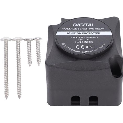 Relais tension VSR intelligent double batterie – Isolateur 140A étanche charge auto voiture camping-car ATV UTV bateau marine noir (1/5)