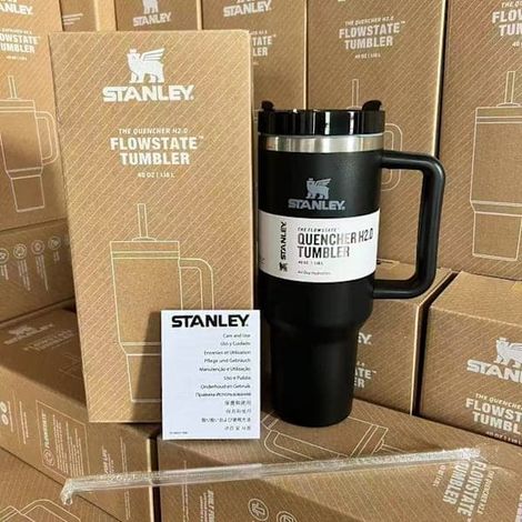 Grande tasse isotherme de 1,2 L en acier inoxydable avec poignée et paille, idéale pour les voyages en voiture (noire).