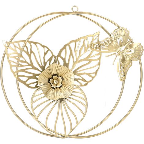 Gold Flower Butterfly Wall Decor Light Luxury Butterfly Wall Sculptures for Bedroom Livingroom Office (1/5)
