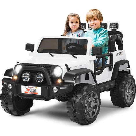 COSTWAY Auto Macchina Elettrica per Bambini 12V, Veicolo Elettrico a Batteria a 2 Posti, con Telecomando 2,4 G, Porta USB e AUX, per Bambini 3+ Anni (Bianco) (1/5)