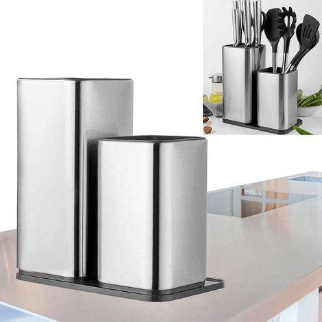 Bloc de couteaux sans couteau bloc de couteaux 2 en 1 porte-couteaux support de rangement porte-couteaux en acier inoxydable blocs de couteaux universels (1/5)