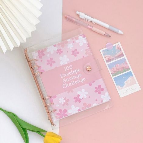 Classeur Économie - A5 - PVC - 100 Enveloppes - Rose (1/5)