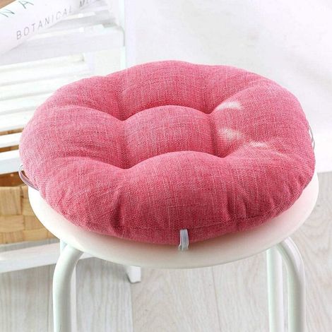 Coussin en lin, épais et rond, doux et respirant, idéal pour les chaises de salle à manger, de bureau ou les tatamis. Diamètre : 40 cm. (1/4)