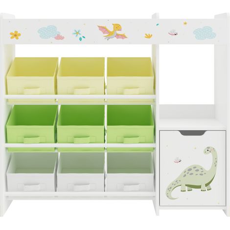 Scaffale dal design senza tempo per soggiorno camera da letto mobiletto per bambini con motivo a dinosauri 80 x 90 x 30 cm bianco 030011220