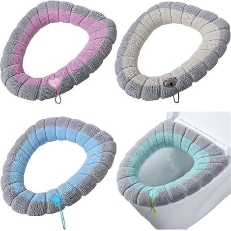 4 Pièces 42x38cm Coussin Siège de Toilette Lavable Coussinets de Couverture de Siège de Toilette Housse de Siège de Toilette avec Boucle de Suspension pour Femmes,Futures Mères,Personnes Agées