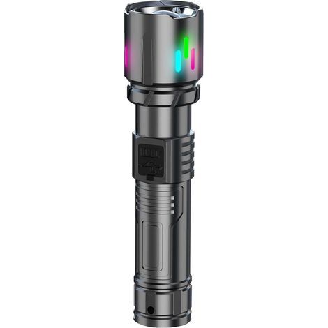 Lampe Torche LED Rechargeable Torche Puissante Zoomable 7 Modes Lampe Torche Étanche Magnétique avec Affichage de Batterie pour Survie Pêche de Nuit Panne de Courant Camping Randonnée (1/5)