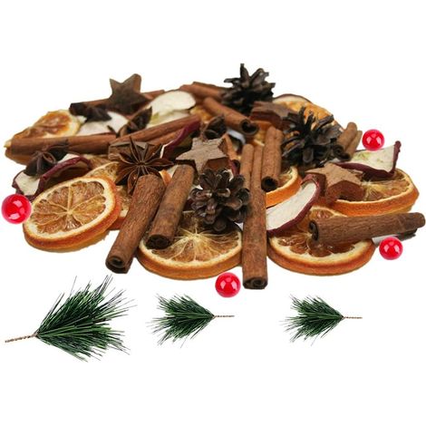 Pot-pourri de Noël 200 g avec bâtons de cannelle, tranches de citron, pommes de pin, mango en bois, étoiles de bouleau et baies, bricolage de Noël, couronne de l'Avent, décoration de table (1/5)
