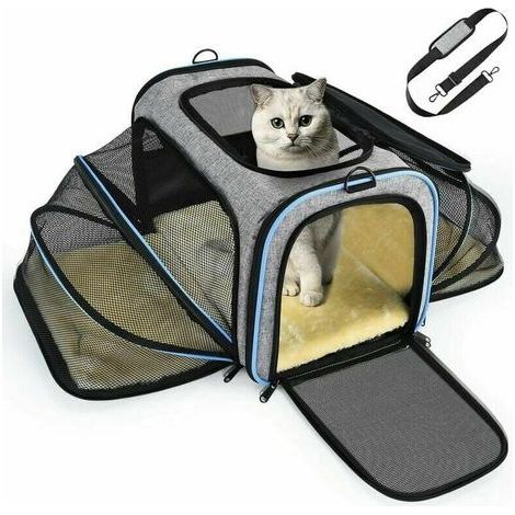 Hundetragetasche für Hunde bis 7 kg – Maße (ausgeklappt): 76 x 33 x 25 cm – Strapazierfähiges Mikrofaser-Material – Atmungsaktives Netzgewebe (1/5)
