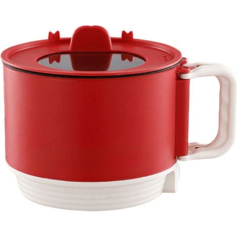 Ustensiles de cuisine en liquidation : Casserole électrique multifonctionnelle rouge, mini-cuiseur à riz polyvalent et casserole pour nouilles, soupes et cuisson vapeur, portable et pratique pour des (1/5)