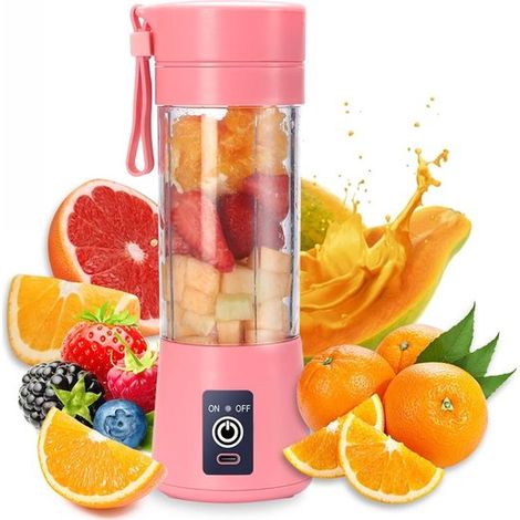 Mini-Mixer - Smoothie Maker - Portable Met 6 Lames Et Batterie Rechargeable USB - 1 Pièce - Pour La Maison Et En Déplacement Rose (1/5)
