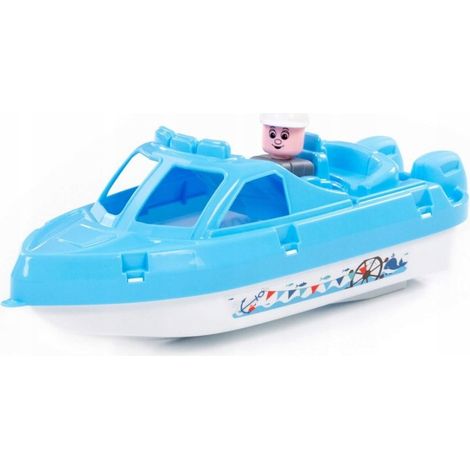 Lancha motora para juegos acuáticos, flota con una figura, grande, 33 cm. (1/5)