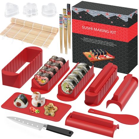 Kit Sushi Maker Complet Home 20 Pièces Form Presse - Rouge Brillant (1/5)