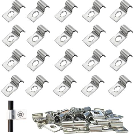 75 Pièces Colliers de Serrage en U,Attache de Fixation pour Tube en U Colliers de Fixation en Métal Collier de Serrage Inox,Trou Unique,pour Câbles,Tuyaux,Grillage (4mm) (1/5)