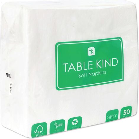 50 x Serviettes Blanches Douces pour Fêtes, 3 épaisseur, Traiteur, Anniversaires, Intérieur ou Extérieur tous les jours, idéales pour buffets et BBQ. (1/5)