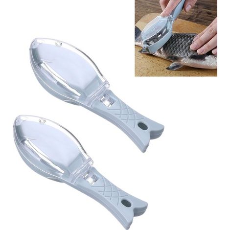 Rimuovi squame di pesce portatile in 2 pezzi, raschietto per squame di pesce in plastica, spazzola per pelle di pesce, aiuto in cucina, rimuovi squame di pesce veloce con (1/5)