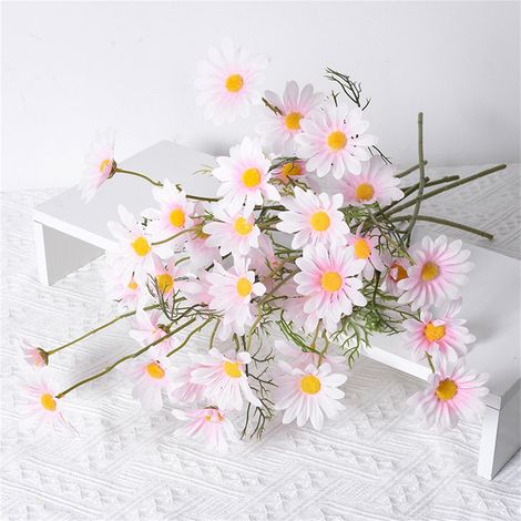 Daisy Artificielle - 10 Bouquets - 50 Fleurs - Hauteur 53 Cm - Pour Décoration Intérieure Extérieure - Mariage Bureau Maison Jardin (1/5)