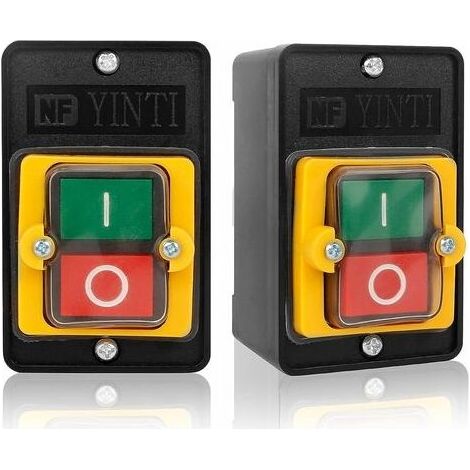 Interrupteur À Bouton Poussoir, 2 Pcs Commutateurs À Bouton-Poussoir Pour Équipements Mécaniques Et Machines Textiles, Bouton-Poussoir Imperméable Peut Contrôler Directement Le Moteur(Ac220V / 380V) (1/5)