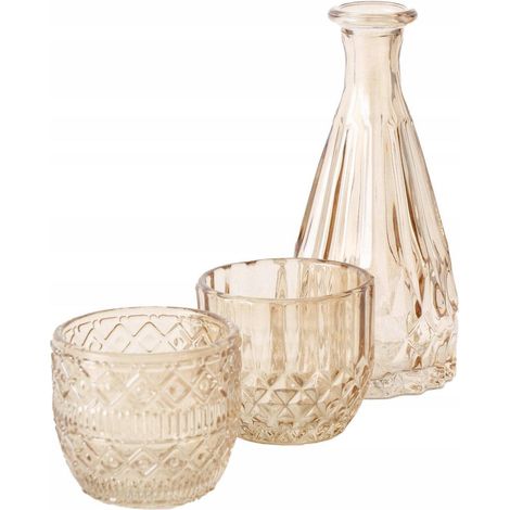Boltze Set Decorazione Arancione Candelieri e Vaso