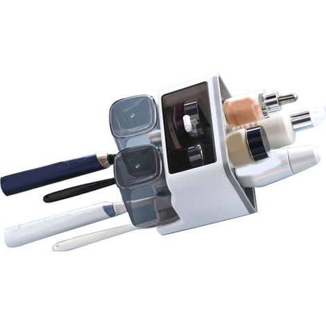 Étagère murale sans perçage pour brosses à dents, porte-gobelets pour bain de bouche, support de rangement pour toilettes, blanc, 2 gobelets (1/5)